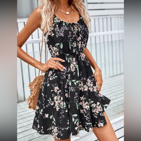 COPY - Boho floral print tie front cami dress - Picture 1 of 5
